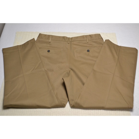 Lands' End Chino Pants Mens 35 Tan Traditional Fit Cotton Khakis Work Casual - Picture 2 of 6